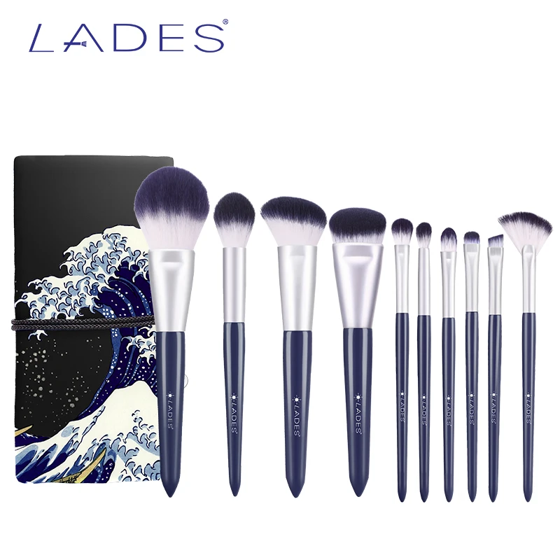 LADES 10PCS Makeup Brushes Sets Powder Blusher Foundation Make up Brush Blending Eyeshadow Blue Beauty Tools With Pouch - Fashion & Beauty | Naoomi.com