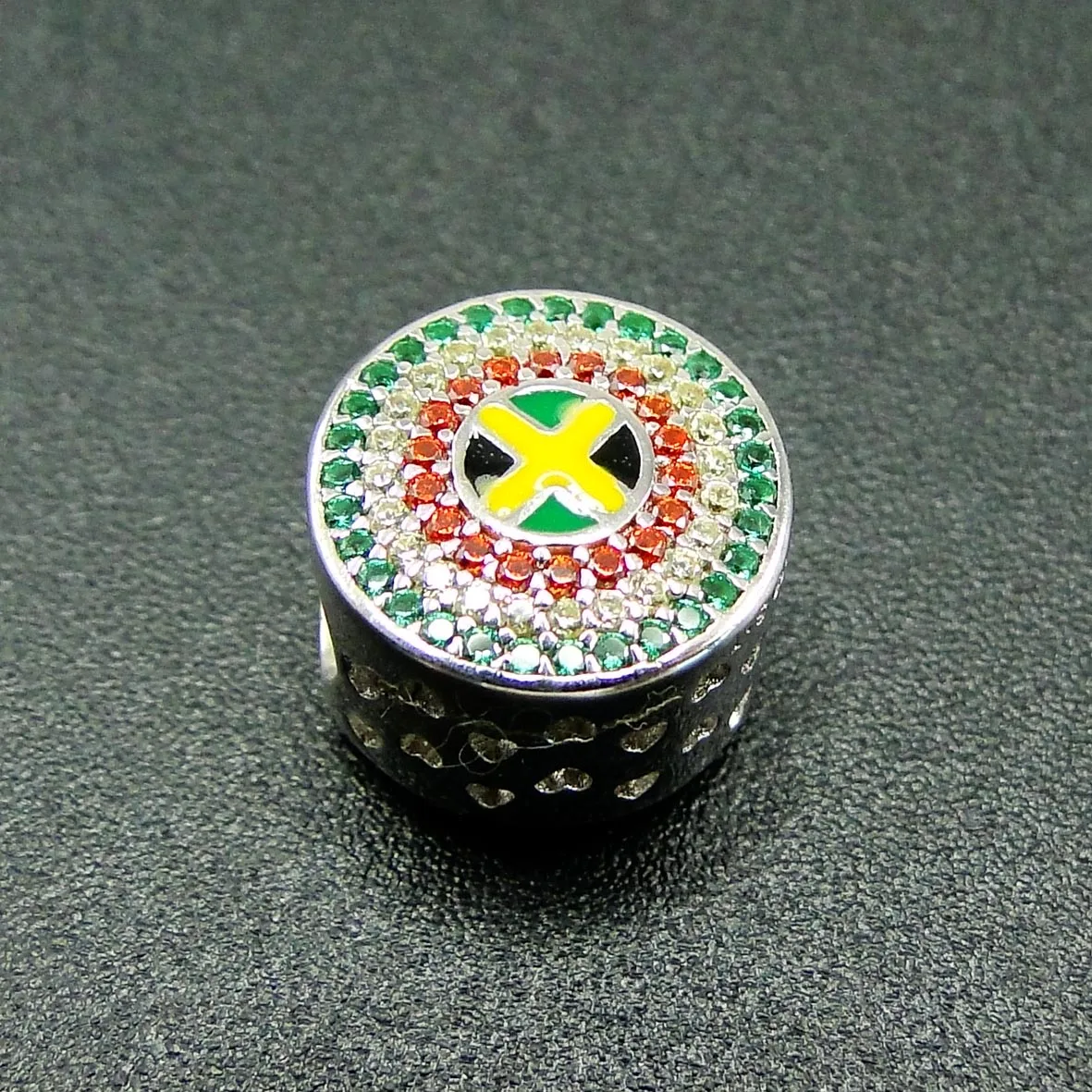 925 Sterling Silver Yellow Black Green Jamaica Flag Jewelry Match