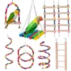 Bird Toys Set Swing Chewing Training Toys Small Parrot Hanging Hammock Parrot Cage Bell Perch Toys with Ladder Pet Supplies 1pc 1