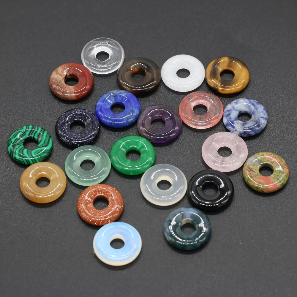 

Fashion 18mm gogo donut natural stone beads For Jewelry Making Necklace Pendant Earrings Charm accessories 5pcs