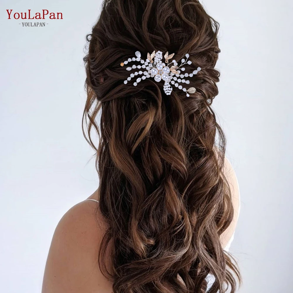 YouLaPan HP359 Crystal Bride Wedding Hair Comb Hair Accessories Alloy Flower Bridal Comb for Women Girls Clips Headdresses