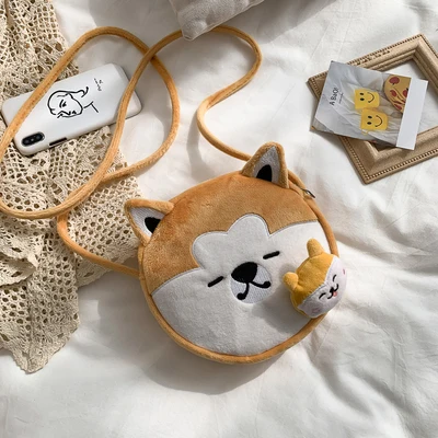 Candice guo, плюшевая игрушка, мягкая кукла, Шиба, Акита, собака, щенок, сумка на плечо, сумка, посылка, Кроссбоди, монета, маленькая сумочка, подарок для девочки, 1 шт - Цвет: style 1