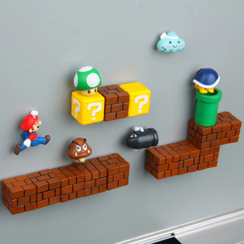 10 шт./компл. Super Mario Bros 3D магнит на холодильник стикер сообщений забавные детские игрушки подарки на день рождения магнит декор для холодильника
