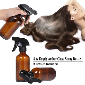 

2Pcs 8 oz Spray Bottle Empty Glass Fine Mist Atomizer Salon Hairdressing Sprayer Flower Planting Tool with 2 Bottle Caps