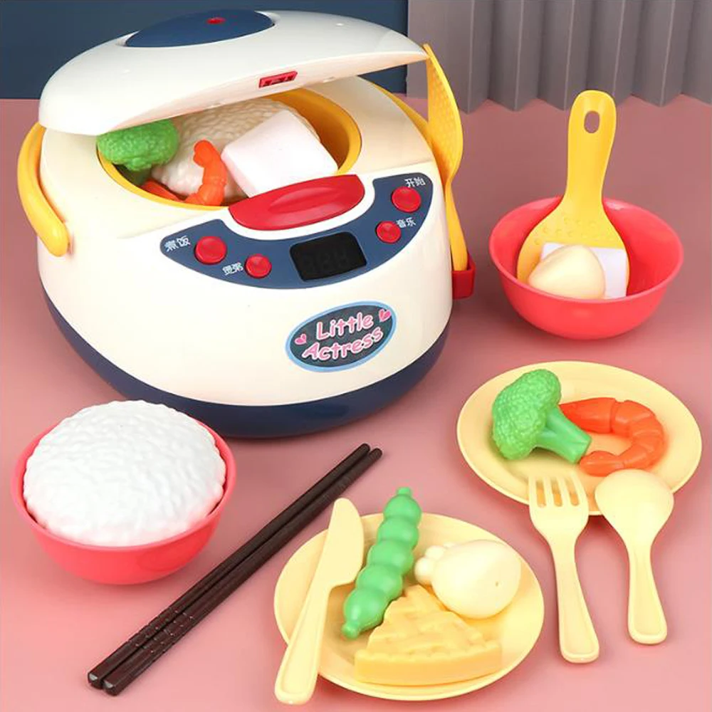 

Kitchen Kids Toys Simulation Electric Rice Cooker Interactive Toy Mini Kitchen Food Pretend Play House Role Playing Girls Toys