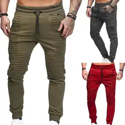 Модные мужские однотонные, с резинкой на талии, на резинке, эластичные, спортивные штаны, спортивные штаны, штаны
