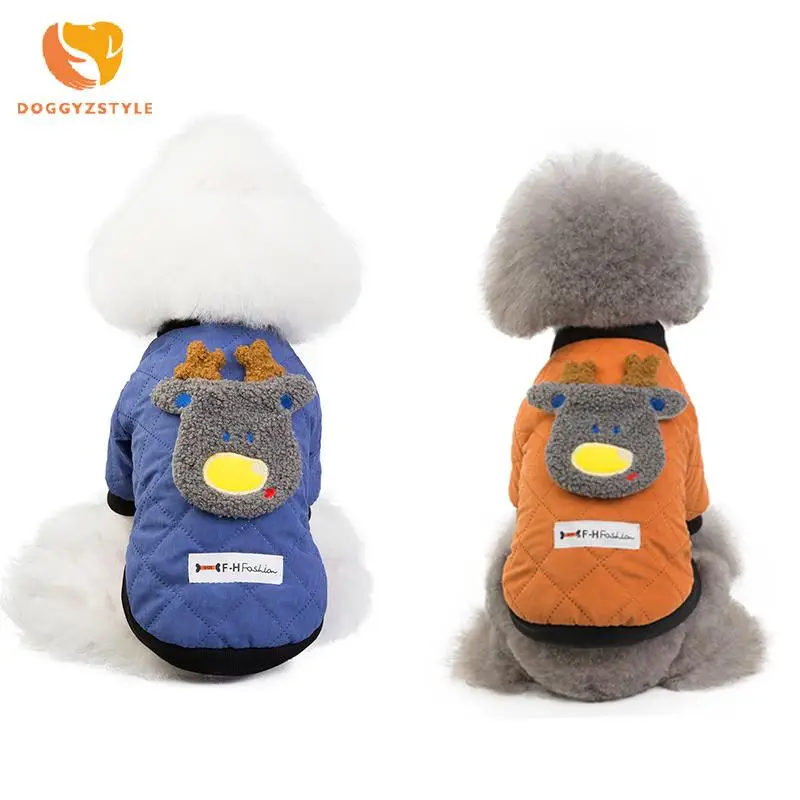 Winter Dog Clothes Christmas Moose Warm Pet Coat Jacket For Small Medium Dogs Chihuahua Bulldog Puppy Cute Clothing