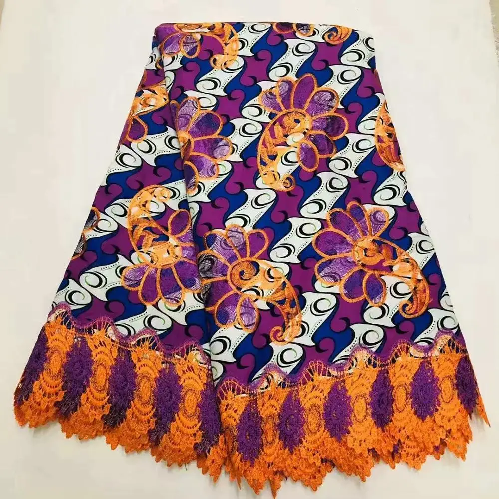 Новейшая африканская восковая кружевная ткань, хлопок вышитое Африканское нигерийское гипюровое кружево для платья Анкара восковые ткани 6 ярдов! O-4611