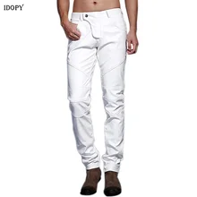 Idopy мужские мотоциклетные брюки из искусственной кожи для верховой езды стильное зауженное пальто в байкерском стиле для танцев сцены кожаные брюки