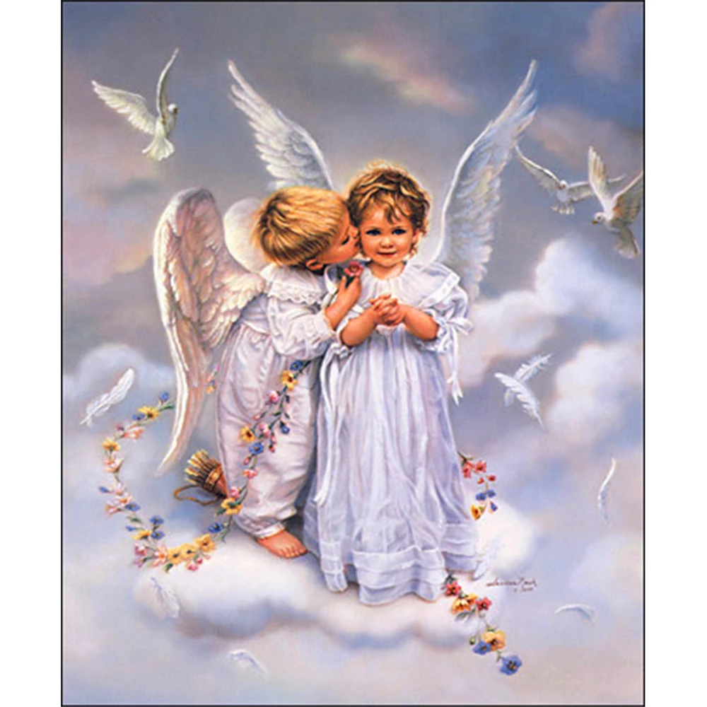 

Angel Boy Theme Painting by Numbers with Combo Inner Frame Packed in Colorful Box with 4050 size Colorful Canvas and Brushs