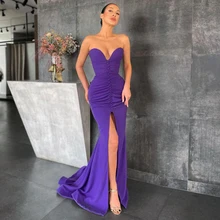 Robe De soirée longue à col en cœur, style sirène, sans manches, Sexy, Slim, grande taille, 2021 