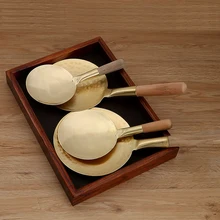 Чистая медь tofu ложка для пудинга Лопата голова латунная китайская еда неконгированный beancurd Совок Деревянная ручка кухонная инструмент