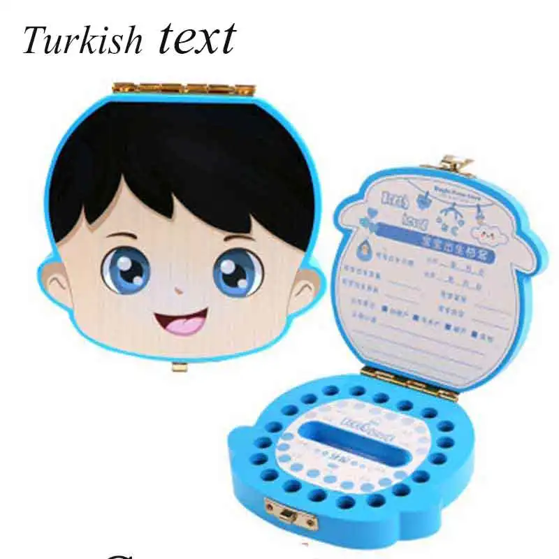 TurkishBOYb Турецкая/английская детская деревянная коробка для зубов, органайзер для хранения молочных зубов, для хранения зубов, для мальчиков и девочек, сувенир - Цвет: TurkishBOYb