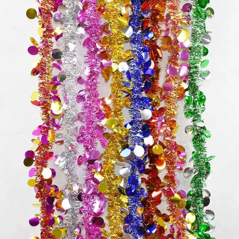 

2m Colorful Foil Rattan Tinsel Streamer Christmas Garland Ornament Bar Tops Ribbon Christmas Decorations For Tree Guirlande Noel