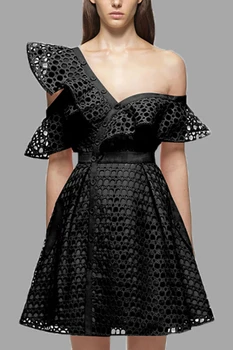 

BGW Cut Out Sexy V Neck Lace Pink Cocktail Dress One Shoulder Short Sleeves Mini Sukienka Koktailowa 2019