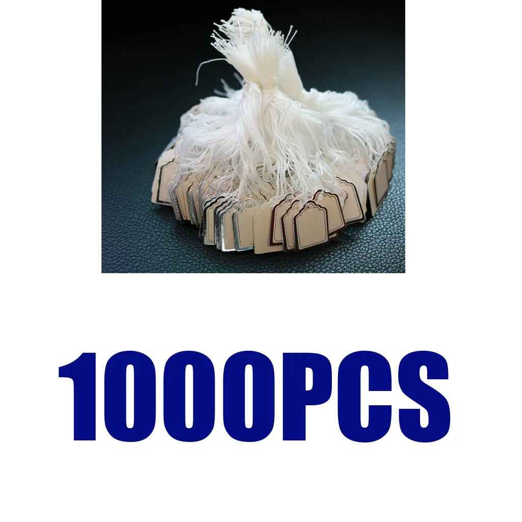 1000PCS Merchandise Price Tags White Blank Paper Strings Strung 24x18mm