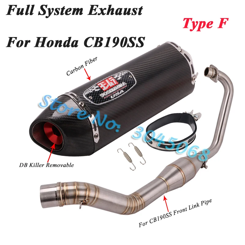 Type F Полная система мотоцикла Yoshimura выхлопная Escape для Honda CB190SS Модифицированная мото передняя Труба из углеродного волокна глушитель дБ убийца - Цвет: Type F