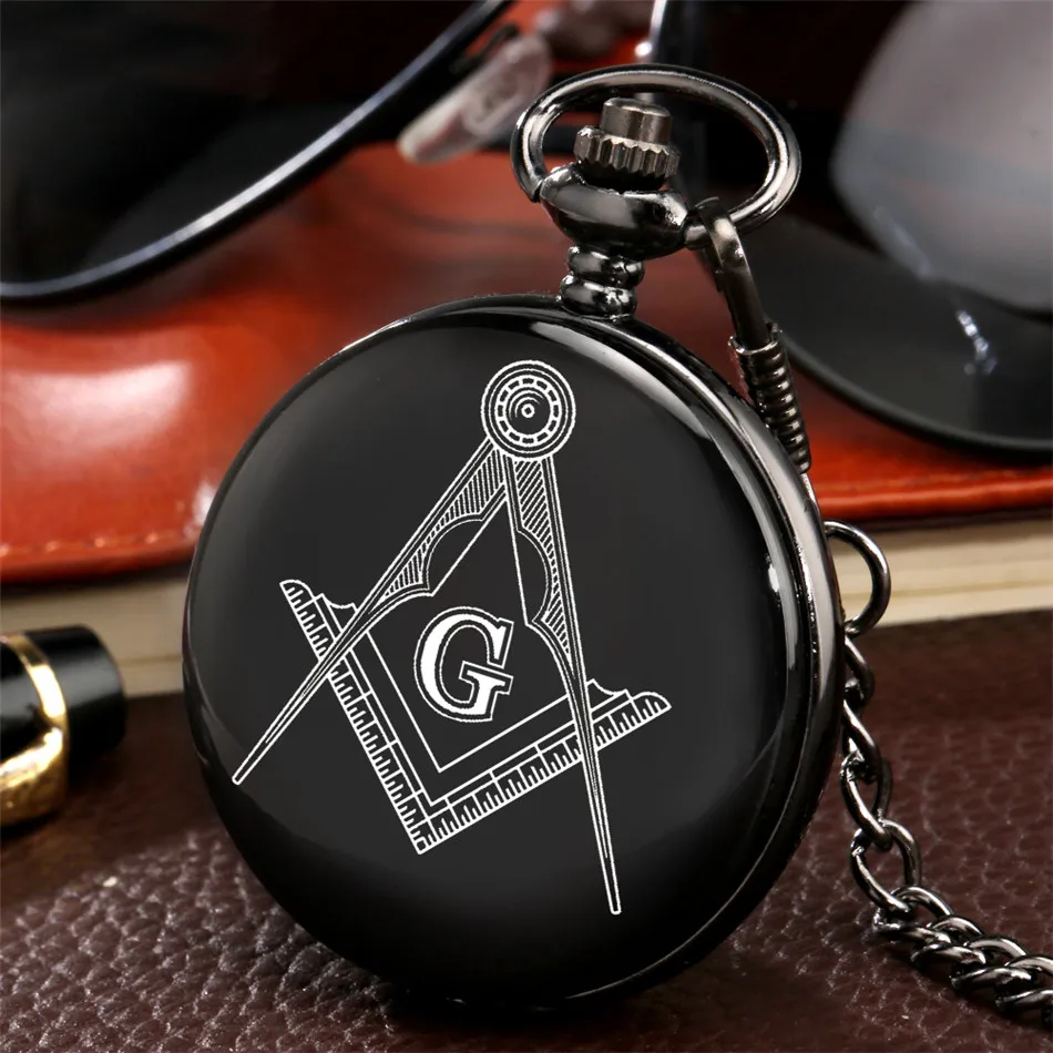 Pocket-Watch Masonic Pendant Gifts Antique Black Symbol Quartz