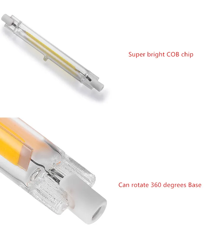 Супер яркий Диммируемый R7S COB светодиодный светильник стеклянная трубка для замены испарителя галогенный прожектор 78 мм 118 мм AC 110 В 220 В энергосберегающее освещение