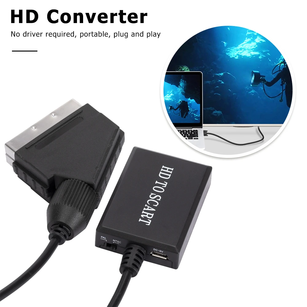 Convertidor de Cable portátil Scart a Compatible, adaptador Audio de vídeo profesional TV HD, DVD, accesorios de juego|Cables HDMI| - AliExpress