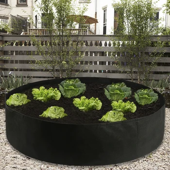 

Fabric Garden Bed Round Planting Container Raised Growing Bags Breathable Felt Fabric Planter Pot for Plants Nursery Pot Garden
