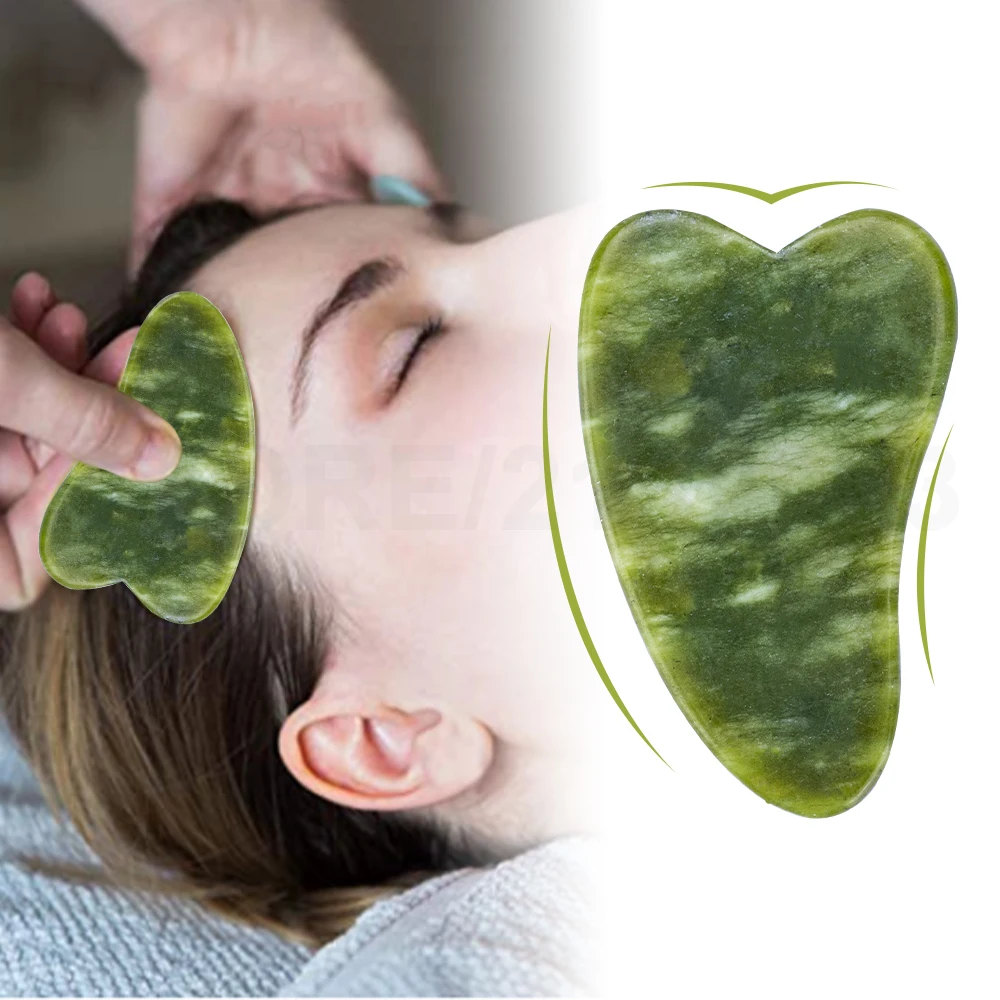 En oferta Gua sha-masajeador Facial de Jade Natural, tablero raspador de dragado, relajación muscular Facial, estiramiento de la piel, rascador fino de Gouache X6MNemQrVdK