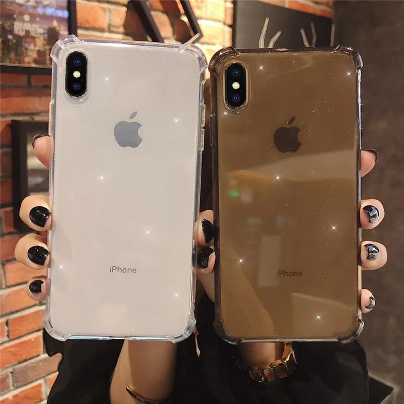 

Gypsophila Glitter Phone Case On the For iPhone XR XS Max X 8 7 Plus 6 6S Plus Transparent Soft TPU Shockproof Bling Back Cover