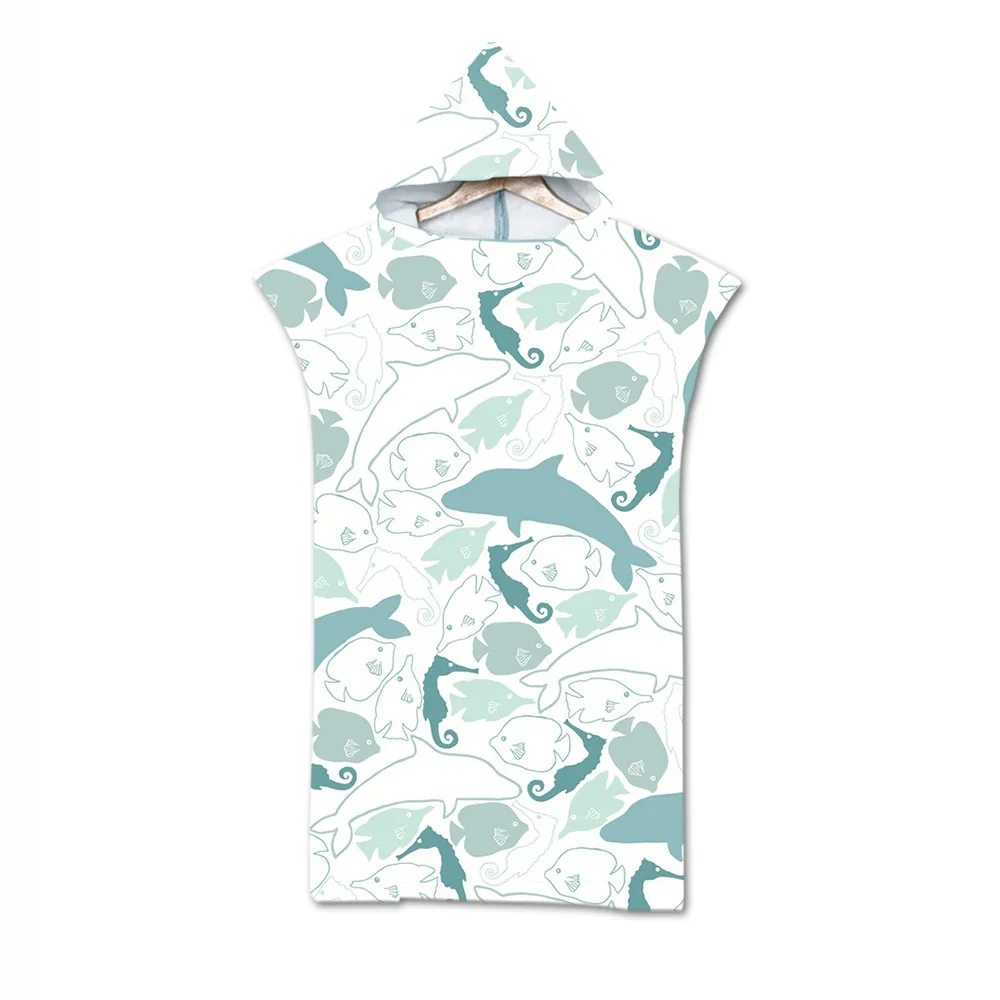 New Microfiber Beach Towel Hoodie Poncho Adult Bath Towel Cartoon Swimming Bathrobe 75*110cm