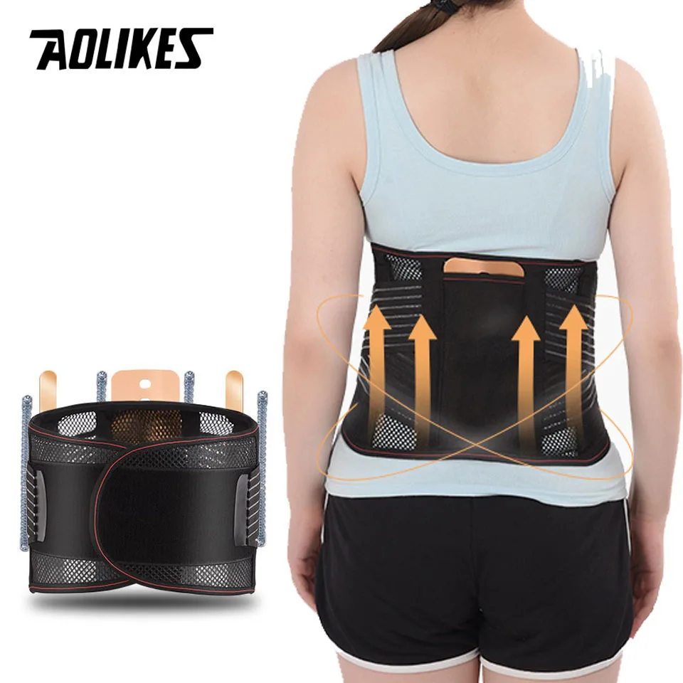 

AOLIKES Orthopedic Tourmaline Self-heating Magnetic Steel Bone Waist Belt Men Women Lumbar Support Back Brace Belt With 3pcs Pad