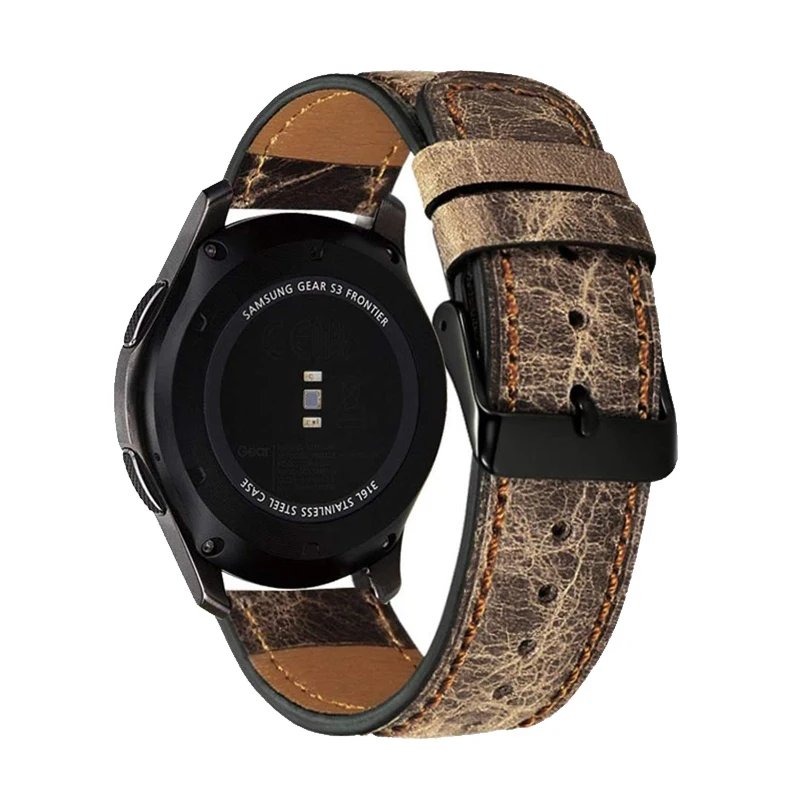 Ремешок из натуральной кожи для Samsung gear S3 Frontier Galaxy Watch 46 мм huawei watch gt 2 браслет huami