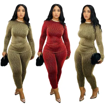 

Autumn Winter Women Two Piece Set Top and Pants Plus Size Tracksuit Sweatsuit Outfit Sexy Fashion Print Sweater Outfits