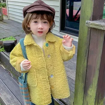 

Girls Coat Autumn and Winter Lamb Wool Thickening Winter Clothing 2020 New Fashion Children Plush Jacket Children Clothing 0-8T