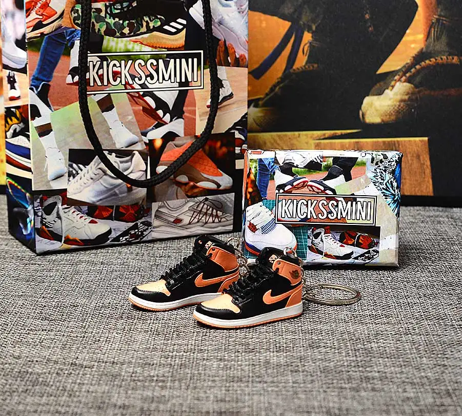 Персональный DIY Jordan Generation AIR JORDAN 1 chicago 3D кроссовок фигурный брелок сумка Подвеска парный брелок - Цвет: a pair w metal ring
