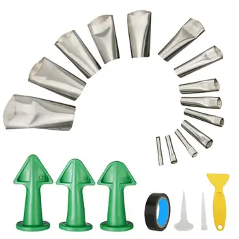 

21pcs/Set Caulking Nozzle Kit Stainless Steel Scraper Trimmer Window Sealant