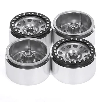 

4PCS 1/10 RC Rock Crawler Aluminum 2.2 Beadlock Wheel Rims for Axial SCX10 Capra Wraith 90048 90018 Traxxas TRX4,Grey