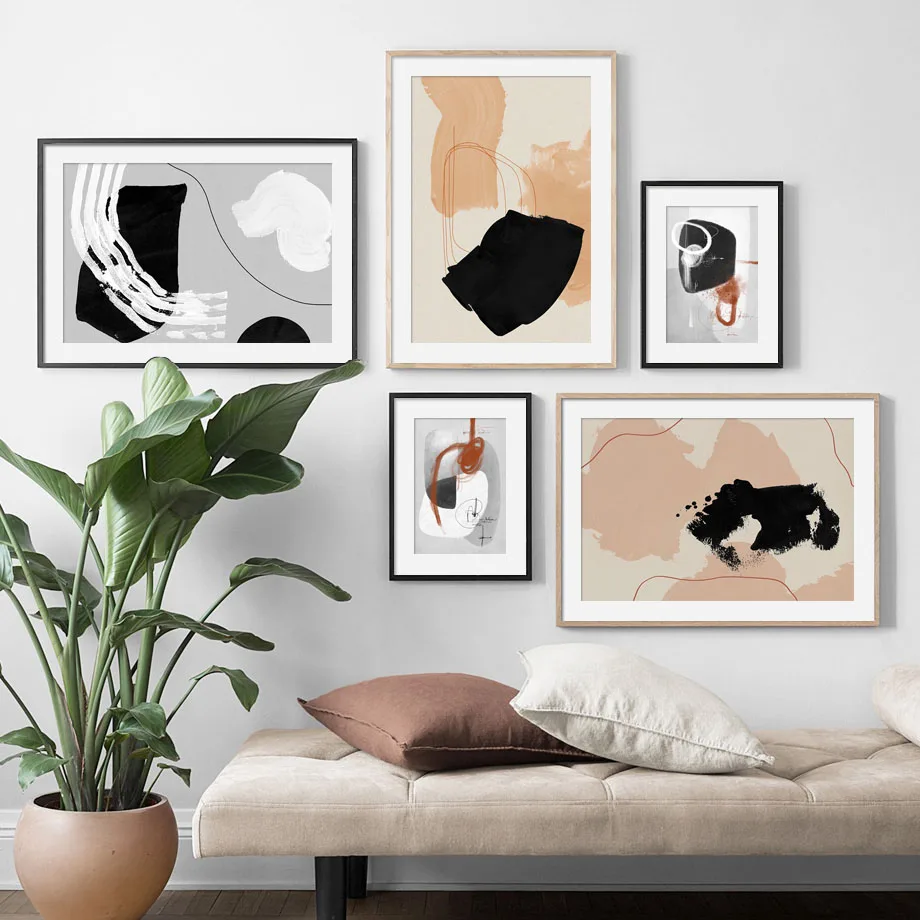 Abstract Color Blocks Amber Brush Line Nordic Posters And Prints Wall Art Canvas Painting Wall Pictures For Living Room Decor Abstract Color Blocks Amber Brush Line Nordic Posters And Prints Wall Art Canvas Painting Wall Pictures For Living Room Decor