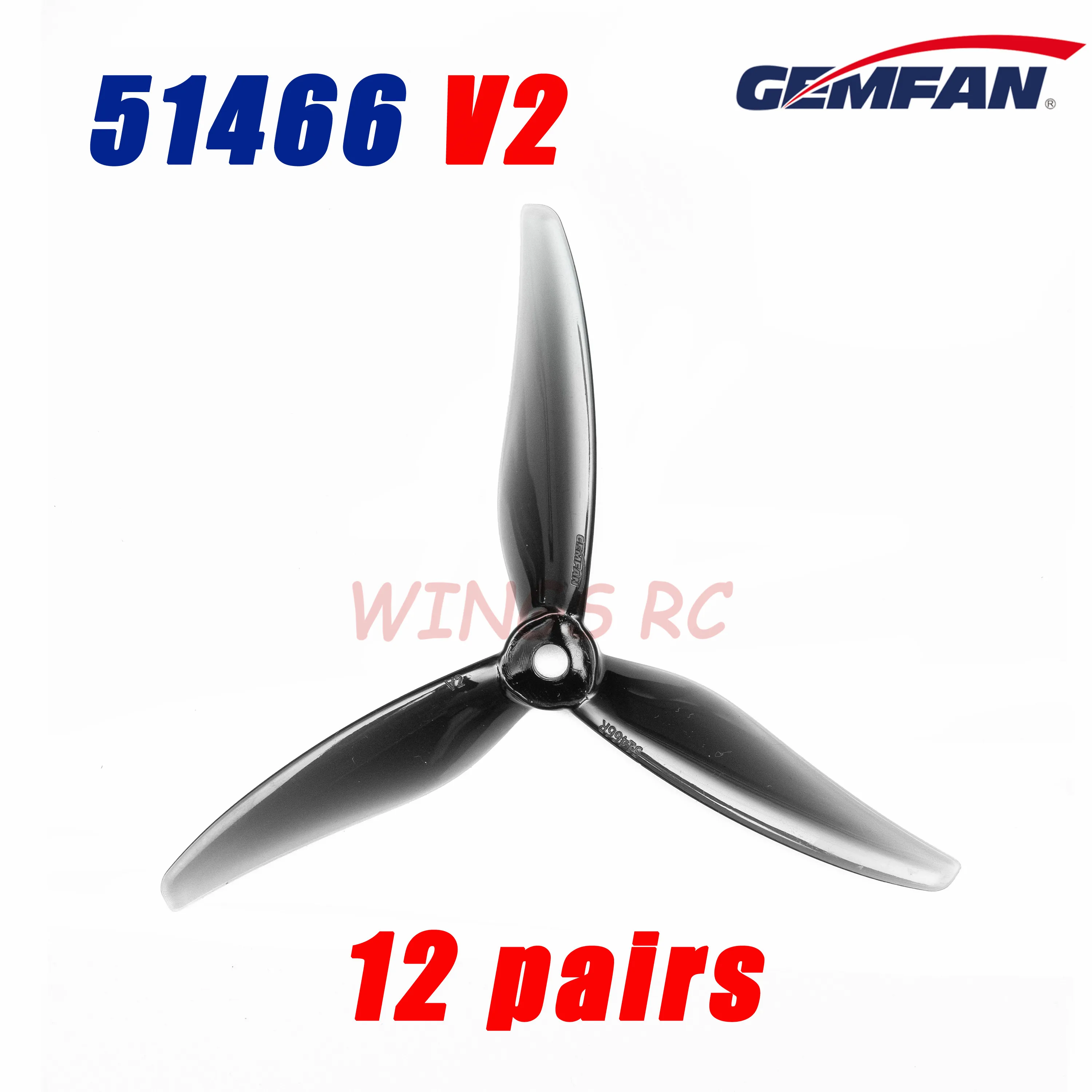 Gemfan 51466 V2 - Hélices 5 Pouces Tripales Pour Drone FPV Et Course - 4 Pièces (2 Paires) - Couleur Jaune