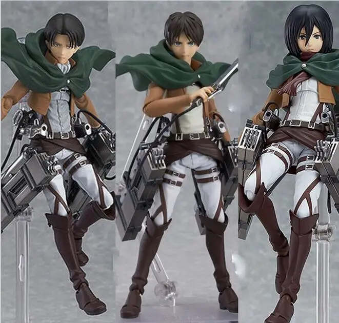 Атака на фигурка Титан игрушка Figma 203 Mikasa Figma 207 Eren Yeager 213 Levi Ackerman с оружием аниме модель куклы для детей