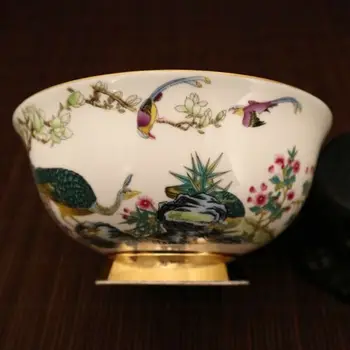

Chinese old porcelain Pastel Flower and bird pattern bowl