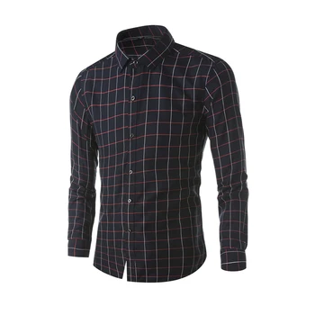 

Brand Men Casual Shirts Tops Spring New Men Plaid Shirt Comfortable Long Sleeve Shirt Male Fashion Blouse Shirts