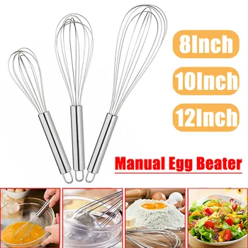 

Stainless Steel Balloon Wire Whisk 8/10/12 inch Manual Egg Beater Mixer Kitchen Baking Utensil Milk Cream Butter Whisk Mixer