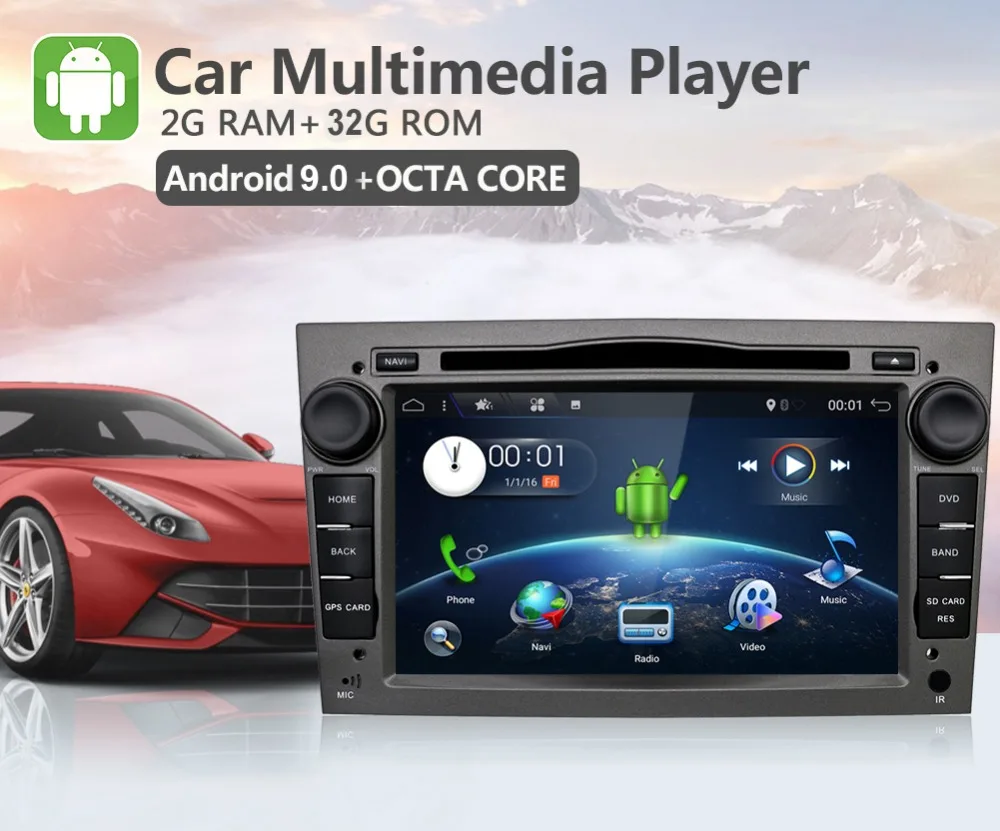 Excellent car multimedia Android 9.0 2Din Car DVD AUTORADIO NAVIGATION For Vauxhall Opel Astra H G Vectra Antara Zafira Corsa WIFI 3/4G BT 3