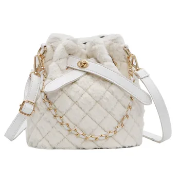 

Bucket Bag Handbag Fashion Winter Bags Women Chain Shoulder Crossbody Bag Lady Plush Hand Bags Luxury Female Tote Messenger Bag