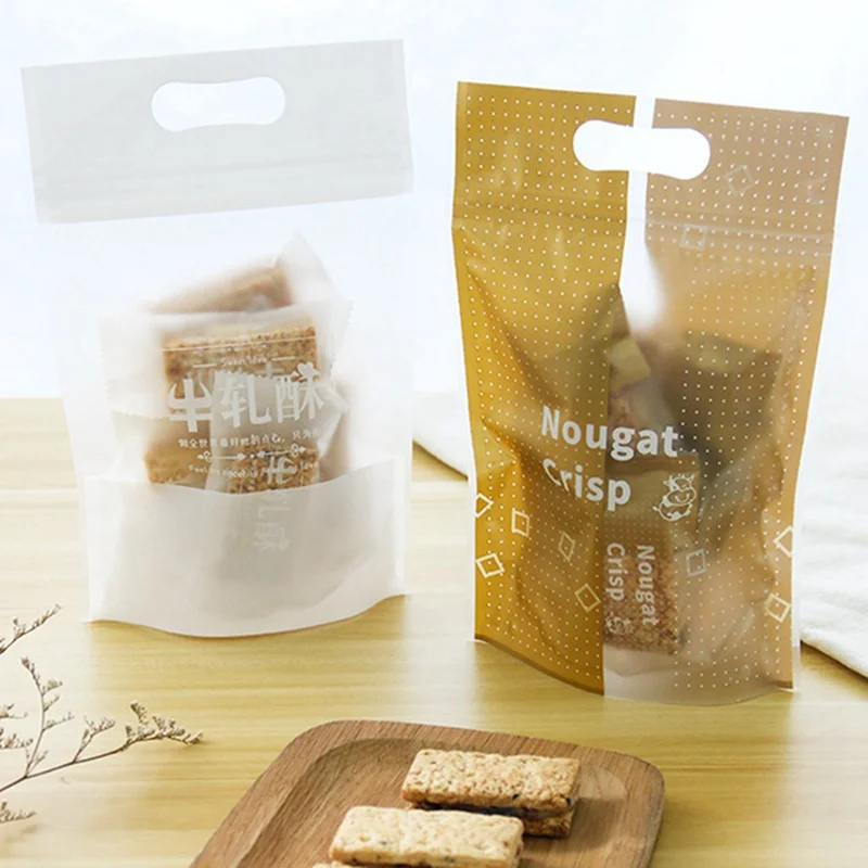 

Cartoon Cookie Candy Chocolate Sugar Snack Bag Food Packaging Stand Up Frosted Reseal Kraft Paper Printing Window