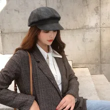 Женские зимние шапки с козырьком, винтажная зимняя модная клетчатая шапка, Женская Повседневная Уличная Кепка для путешествий, берет, береты, Gorra Hombre
