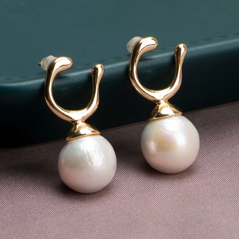 14K gold filled baroque pearls earring (2)