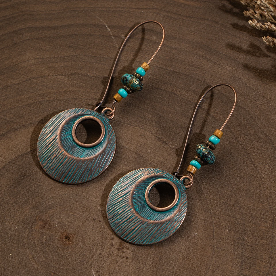 Vintage Ethnic Long Metal Leaf Big Drop Earrings for Women 2019 Bohemian Geometric Tassel Fringe Stones Women's Earring Jewelry (19)