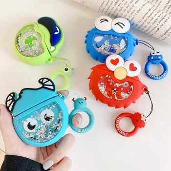 

3D Earphone Case For Airpods 1/2 Case Silicone Quicksand Cartoon Headphone/Earpods Cover For Apple Airpods Case Keychain