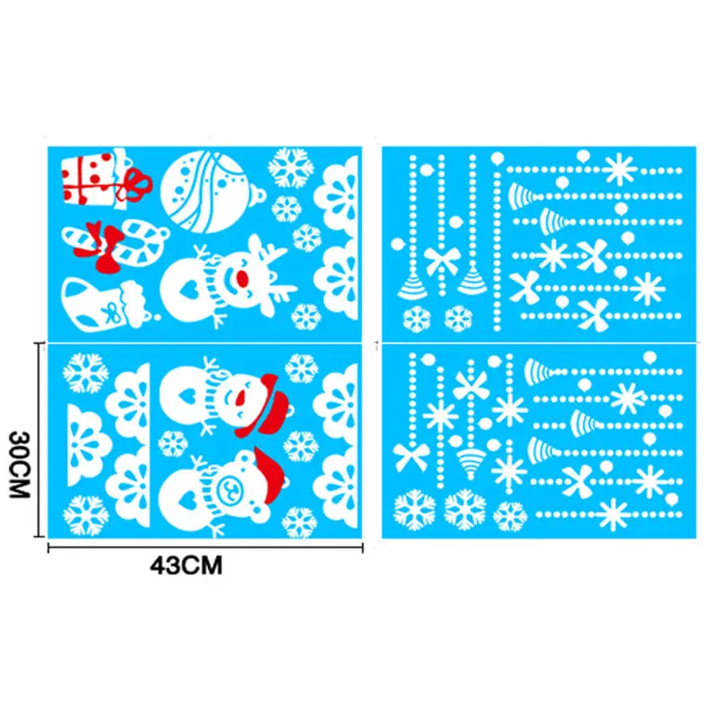 DIY Снежинка рождественские наклейки на стену, Окно Стекло Праздничные наклейки Санта фрески Снеговик Лось Новогоднее Рождественское украшение дома - Цвет: Style 1