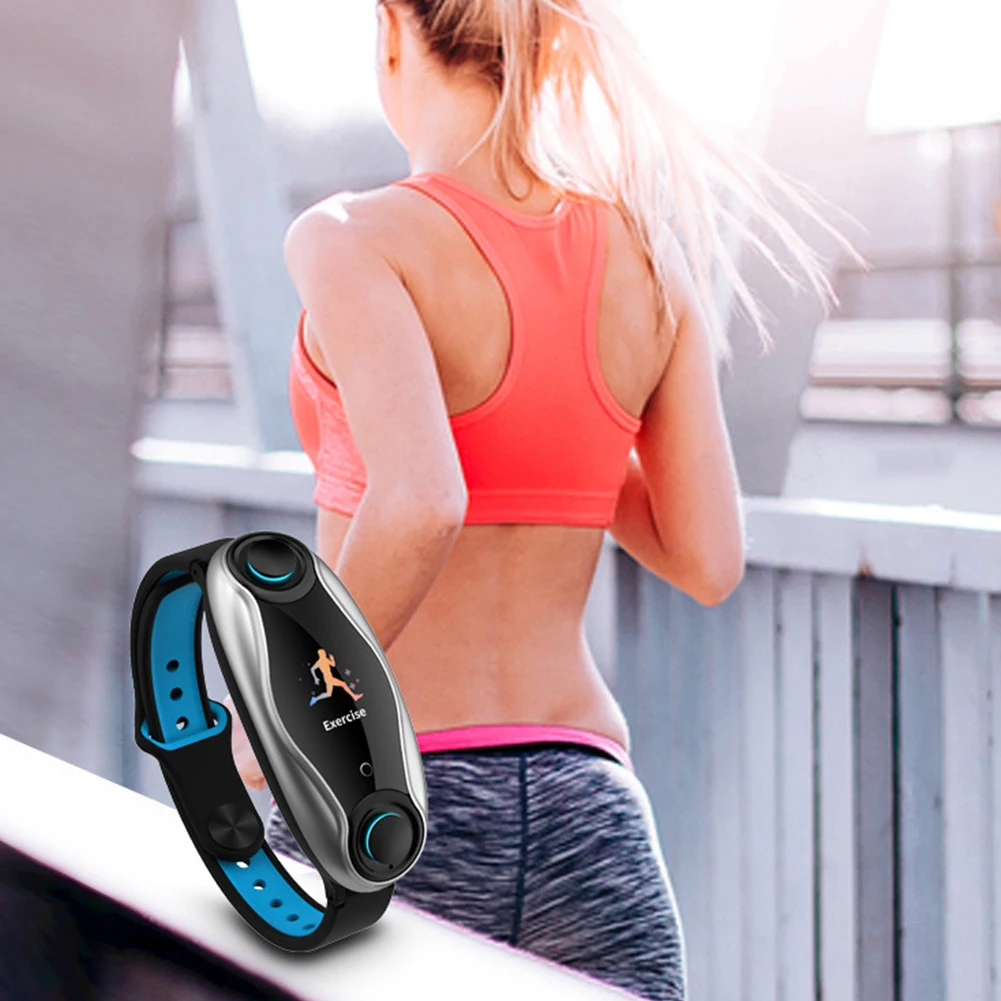 Смарт-часы-браслет TFT цветной экран Smartband фитнес-тренкер Bluetooth Спорт IP67 водонепроницаемый смарт-браслет с BT5.0 наушником